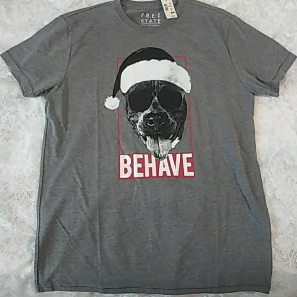 Gray Dog "behave" tee